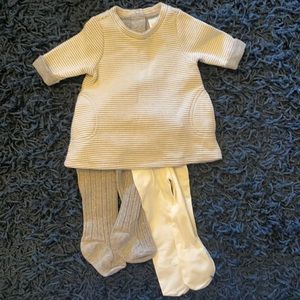 H&M sweater dress and two pairs of leggings.